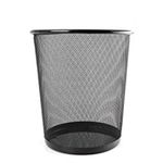 GoodWill Tech Open-Top Cylindrical Metal Mesh Recycling Dustbins- Waste Basket for Home/Office/Coffee Shop/Hotel Non-Toxic - Black, Small,9.4 liters (Pack of 1)