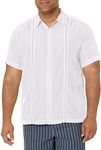 Cubavera Men's Short Sleeve Insert Panels with Pick Stitch Shirt, Bright White, Medium