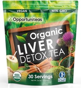 Organic Liver Detox Tea - Matcha Green Tea, Milk Thistle, Coconut Water, Spirulina, Ginger, & Cinnamon - Natural Cleanse to Boost Energy & Feel Better - Liver Care Support Supplement. Vegan & Non GMO