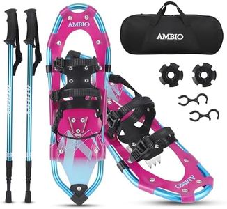 AMBIO Light Weight Snowshoes for Men Women Youth Kids, Aluminum Snow Shoes with Trekking Poles and Carrying Tote Bag (Darkpurple, 21 Inch)