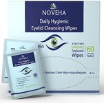 NOVEHA Daily Hygienic Eyelid & Lash Wipes | For Blepharitis & Itchy Eyes, Demodex | Box Of 60 Individually Wrapped Eyelash Wipes, Natural Makeup Remover & Daily Cleanser