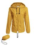 Avoogue Lightweight Raincoat Women's Waterproof Windbreaker Packable Outdoor Hooded Rain Jacket Yellow XL