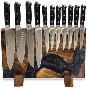 SliceElite XL Magnetic Knife Block Dual Sided Utencil Holder Artisan Finished Acacia Hardwood & Onyx Resin Strong Magnet Board Tool Storage for Kitchen Countertop Holds Up To 22 Knives Non Slip Base