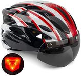 FASTPED Helmet with LED Safety Rear Light Detachable Magnetic Cycling Helmet (RED) Adult's Light Weight Bicycle/Bike Adjustable Size Safety Helmet with Back Light with Flexible Paddingwith Flexible