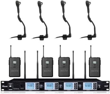 Bolymic Mike UHF 4 Channel Wireless Instrument Microphone for Horn Saxophones Trumpet Tuba Drum