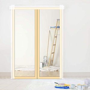 Dust Barrier Door Kit for Construction Containment, Magnetic Self-Closing Protection Kit, Easy to Install, Reusable, Living Room/Kitchen/Bathroom Remodel,Fit Commercial Door Size (5'W x 8.5'H)