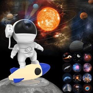 Astronaut Galaxy Star Projector Spaceman 13-in-1 Planetarium Projector Night Sky Projector Starry Skylight Projector for Bedroom Nebula/Moon/Solar System Projector Night Light with Timer for Kid Adult