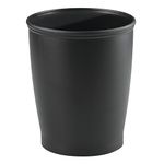 iDesign Kent Plastic Wastebasket, Small Round Plastic Trash Can for Bathroom, Bedroom, Dorm, College, Office, 8.25" x 10", Black