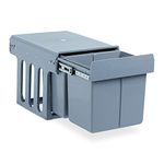 Relaxdays Built-In Kitchen Bin, Pull Out, 15 L, Plastic Waste Separation System, HWD 35 x 34 x 48 cm, Grey