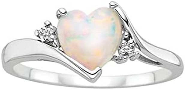 NiceMinimalist Natural Heart Opal Stone Zircon Ring Wedding Zircon Rings Accessories for Women Gift to Girlfriend Jewelry