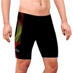 ZIUM Men's Half Tight Shorts Compression Half Tight Shorts Athletic Fit Multi Sports Cycling, Cricket, Football, Badminton, Gym, Fitness swim suit for men (3XL, REd Yellow _103)