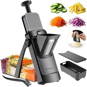 SupMaKin S4 Upgrade Safe Mandoline Slicer, Multi Vegetable Chopper, Potato Vegetables Slicer Onion Chopper Cheese Slicer, Kitchen Chopping Artifact (Black)