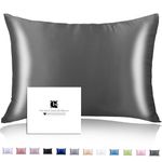 Ravmix 100% Mulberry Silk Pillowcase for Hair and Skin with Hidden Zipper, Both Sides 21Momme Silk Cooling Pillow Case, Queen Size 20×30inches, Gift for Women Men, 1PCS, Space Gray