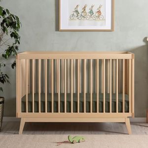 dadada Baby Soho 3-in-1 Convertible Crib to Toddler Bed – Wooden Crib Made in Italy, GREENGUARD Gold Certified Small Baby Crib – Baby-Safe Finish, Modern Design (Natural)
