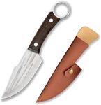 Captoola Portable hand forged circular handle chef's knife/multi-purpose knife with sheath, suitable for fruits, outdoor, picnic camping, kitchen meat cutting (Chicken wing wooden handle)(Pack of 1)