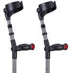 Ossenberg Forearm Crutches - Anatomical Soft Grip Pair - Closed Cuff (Metallic Grey)