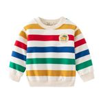 LitBud Toddler Sweatshirts Crewneck Pullover for Boy Rainbow Clothes Casual Jumper Boy Cotton Top T Shirt Long Sleeve White Fall Winter for Kids Age 2-3 Years Old 3T