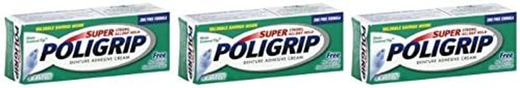 Super Poligrip Denture Adhesive Cream 0.75 oz Travel Size (Pack of 3)