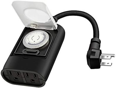 Kasonic Outdoor Timer Outlet, 24 Hour Mechanical Timer Switch, Heavy Duty Water Resistance with 2 Grounded Outlet, ETL Listed (Black)