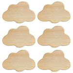 HDJNal 6pcs Wooden Cartoon Cloud Shape Cabinet Knobs Decorative Wood Dresser Knobs with Screws Dresser Pulls Wooden Knobs Furniture Knobs Nursery Drawer Handles Kid's Room Decor