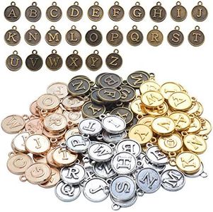 4 Sets(104 pcs) Alloy A-Z Initial Alphabet Letter Mixed Charms Pendants for DIY Jewelry Making,Bracelet and Crafting