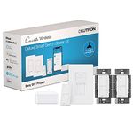 Lutron Caseta Smart Lighting Kit w/ Hub, 2 Original Switches, Pico Remotes, & More, for Light Bulbs and Fans, Works w/ Alexa, Apple Homekit, Google Home, 5A / Neutral Required, P-BDG-PKG2WS-WH