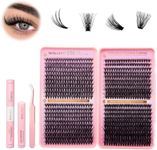 RITALASH DIY Eyelash Extension Kit, 800PCS Cluster Lash Book Set with Bond & Seal, Remover, Tweezers, D-Curl Lashes in 8-16mm (30D+40D+50D+60D Kit)