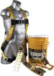 Guardian Fall Protection 00815 BOS-T50 Bucket of Safe-Tie - 5 Gallon Bucket, 50 ft. Vertical Lifeline Assembly, 5 Temper Reusable Anchor, Safety Harness Kit, Yellow