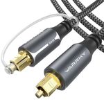 WARRKY Optical Audio Cable, 3M/10FT Fiber Optic Cable [Metal Case, Nylon Braided, Gold Plated Plug] Digital Optical Audio Toslink Cable Compatible with Sound Bar, TV, PS4, Xbox, Samsung