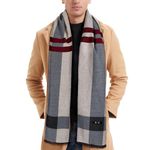 Men Scarf Winter - Men Warm Tartan Scarves Classical Cashmere-like Plaid Knitted Long Scarf Shawl Neck Wrap