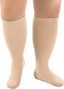 Cheeroyal 1Pair Plus Size Compression Socks for Women and Men, 20-30mmhg Extra Large Stockings for Circulation Support, Skin, XX-Large-7X-Large