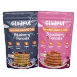 Gladful Strawberry and Blueberry Pancake Mix - High Protein, Plant-Based Breakfast Mix, No Maida, No Refined Sugar, Made with Jowar and Oats, Gluten-Free - 300 gm Pack of 2