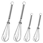 ANAEAT Mini Wire Whisks, Set of 4 Portable Stainless Steel Kitchen Tiny Whisk & Egg Beater with Thick Wire - Sturdy Small Mixing Balloon for Cooking, Blending, Whiping, Beating, Stirring (13cm+18cm)