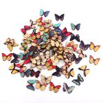 SCHUBERT Set of 100 Pc Butterfly Shape Wooden Buttons with 2 Holes, Butterfly Buttons for Craft, Knitting, Decoration, Sewing & DIY Crafts