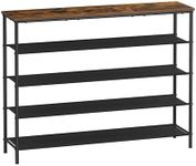 VASAGLE Shoe Rack, 5 Tier Shoe Storage Rack for 20-24 Pairs of Shoes, Shoe Organizer for Entryway, with 4 Fabric Shelves and Wooden Top, Steel Frame, Industrial, Rustic Brown and Black ULBS136B01