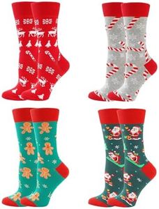 TOAMOUR 4 Pairs Christmas Socks for Women, Christmas Gifts for Mother, Fun Novelty Crew Socks, Stocking Stuffers for Mom