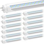 JESLED T8 LED Type B Tube Light, 4FT, 24W 3000LM 6500K, 4 Foot T12 LED Bulbs Replacement for Fluorescent Tubes, ETL Listed, Dual-end Powered, Remove Ballast, Shop Lights for Garage Warehouse (12-Pack)