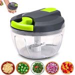 CUQOO Manual Food Chopper with Pull String - 520ml Food Processor, Onion Chopper and Salad Chopper | Effortless Mini Food Processor, Chopper and Dicer for Vegetables | Veggie Chopper for Fresh Salad