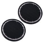 Car Cup Holder Coasters, Bling Cup Holder Insert Coaster Car Interior Accessories-2.75 inch Silicone Anti Slip Crystal Rhinestone Car Coaster-Universal (Pack of 2)