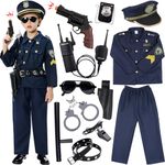 Golray Police Costume For Kids Dress Up Set Role Play Officer With Handcuffs Badge Toys - Polyester, Black