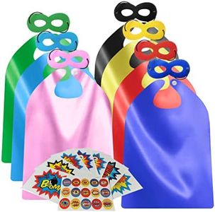 ADJOY Superhero Capes and Masks for Kids Birthday Party 7 Sets - DIY Dress Up Costumes - Bluk Pack (Mixed Color)