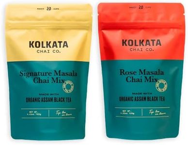 Kolkata Chai Signature Masala Chai & Rose Chai Combo Pack, Makes 40 cups, Premium loose leaf tea and spice blend, All Natural