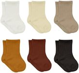 Baby Grip Ankle Socks 6 Pairs | Newborn Infant Toddlers Socks Anti-Allergic Cotton | Kids Boys Girls Ankle Socks Multicolor, Brown, 6-12 Months