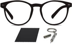 Riccardo Materossi® - Premium 99.9% Blue Light Blocking Glasses (380-410nm) - Reduce Headaches and Improve Sleep - UK Based Brand (Round Black Frame)