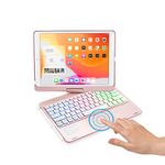 360° Rotatable Touch Keyboard for iPad 9th 8th 7th Generation, iPad Air 3rd Gen Pro 10.5 inch Backlight Keyboard Built‑in Trackpad, Bluetooth Foldable Keyboard Cover, Rosegold