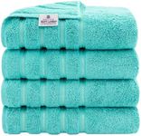 American Soft Linen, 4 Piece Bath Towel Set, 100% Turkish Cotton 27 in 54 in Bath Towels for Bathroom, Soft Absorbent Bath Towels Extra Large, Hotel Quality Quick Dry Shower Towels , Turquoise Blue