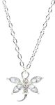 Bluebubble SECRET GARDEN Dragonfly Necklace on Gift Card (Crystal White Dragon Fly)