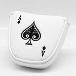 barudan golf Poker Ace White Leather Mallet Putter Cover Headcover Magnetic Club Protector for Odyssey 2ball Style Putters,Scotty Cameron Futura,Ping Sigma,Taylor Made,Ping,RH LH