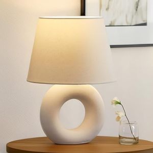 Brightech Chloe LED Table Lamp - Unique Modern Ceramic Lamp for Bedroom, Bedside, Desk - Cozy Night Light with Soft White Light for Living Room, Home Office