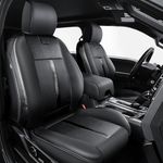 Carlimeki Leather Seat Covers Custom Fit for 2015-2020 F150 XL XLT Super Crew Cab - Custom Fit for 2017-2022 F250 F350 F450 XL XLT Crew Cab - Fully Covered, NOT for 40/20/40 Bench Front Seat